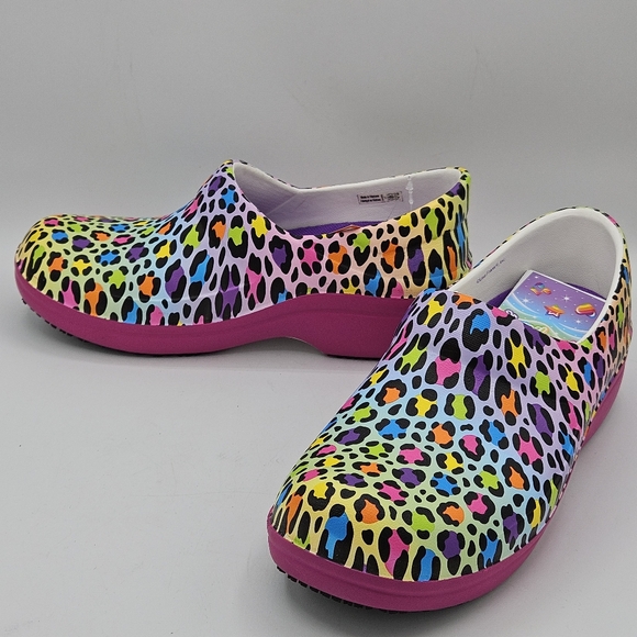 NEW Lisa Frank × CROCS nonmarking, slip resistant cheetah print  clogs size 7 - Picture 15 of 15